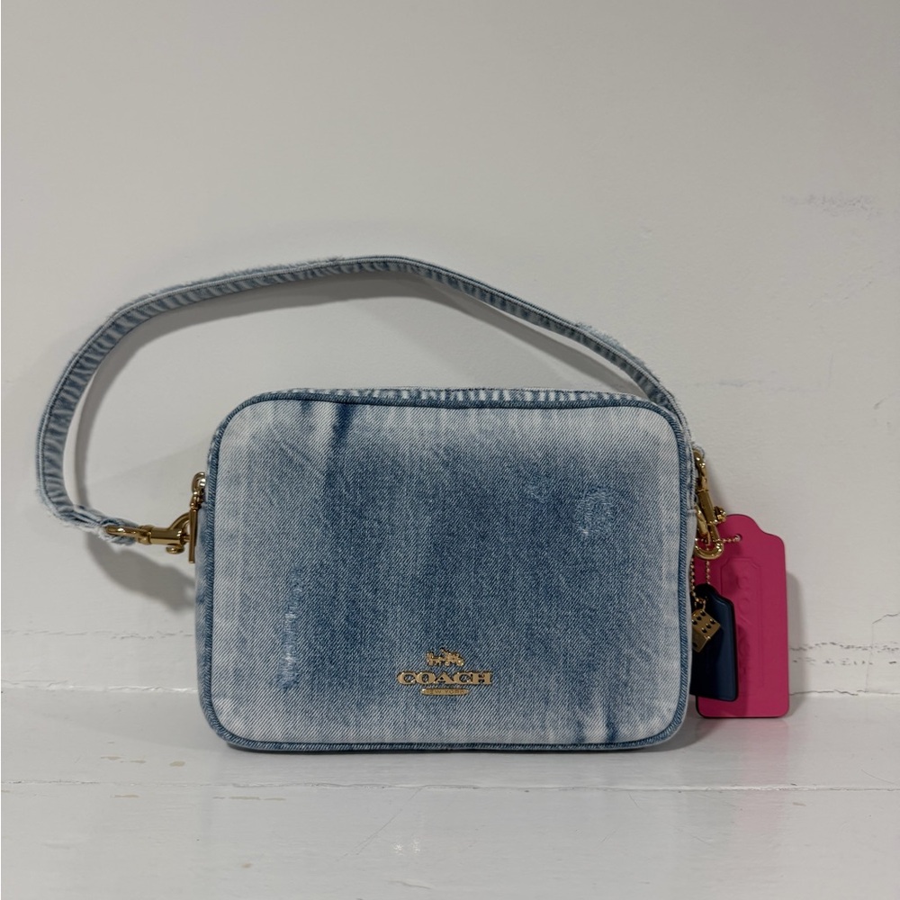 Coach Carey Crossbody Bag In Loved Denim With Charms And Two Straps NWT